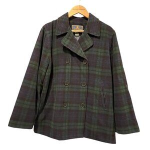 Ralph Lauren Womens Tartan Plaid Peacoat Jacket Coat, Vintage, M